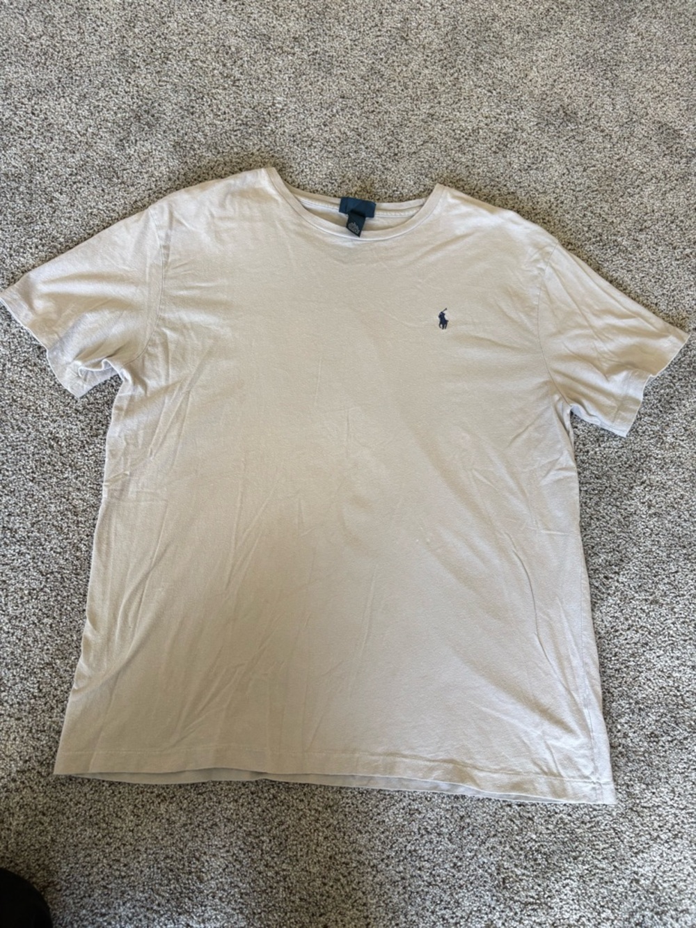 Ralph Lauren Men's Short-Sleeve Crewneck Tee - Light Beige with Navy Logo